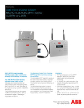 Load image into Gallery viewer, Page 1 of datasheet for ABB Micro Inverter, 0.25-1-OUTD-US-208/240, 250W
